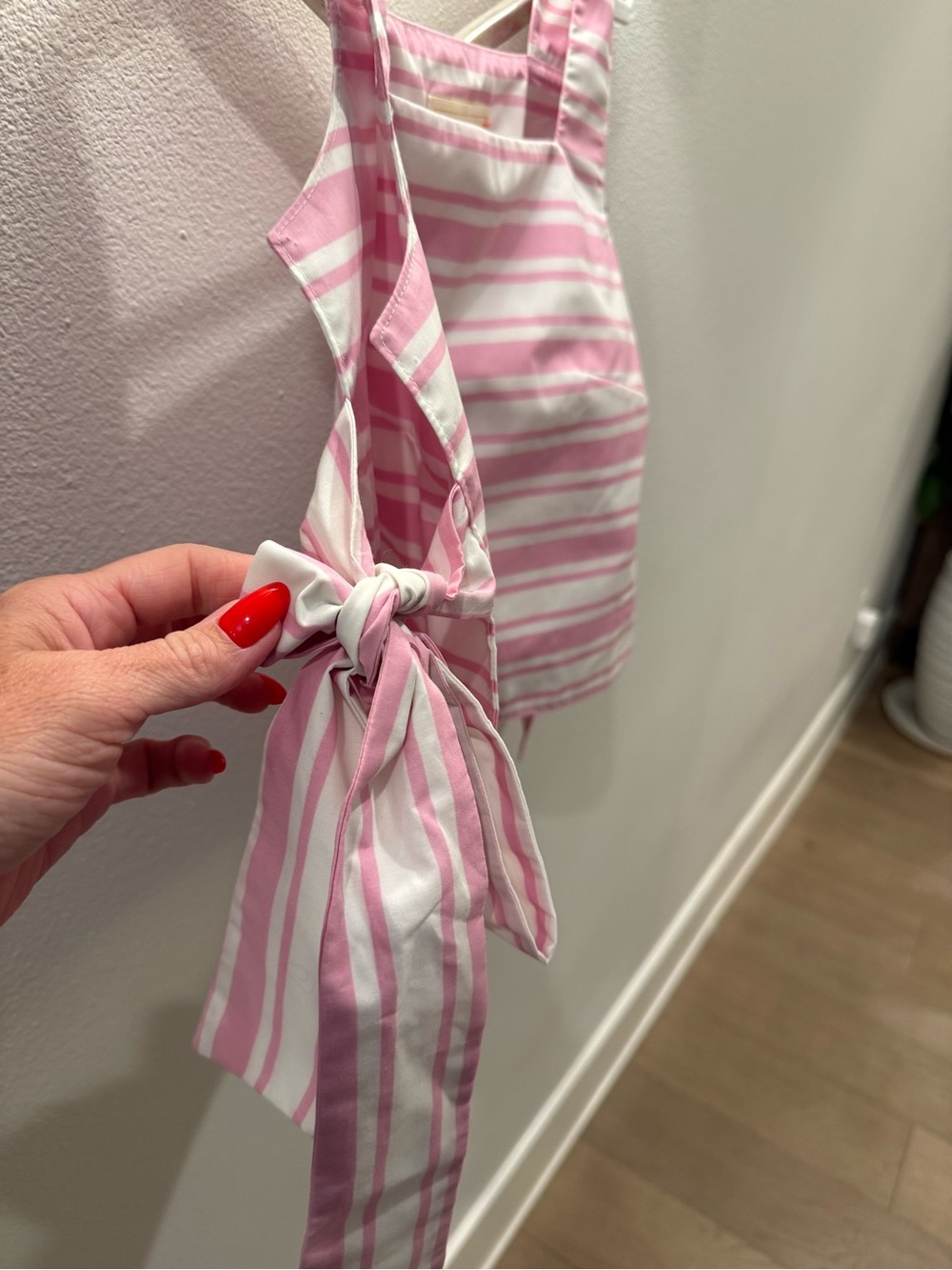 Dottie Hart Pink & White Striped Apron-Style Square-Neck Tank Cropped Blouse S - Picture 5 of 5